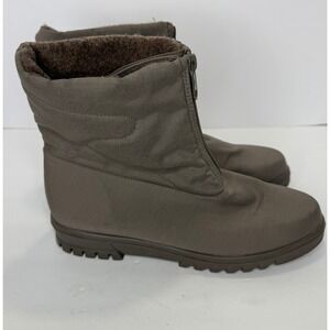 Toe Warmers Canada Waterproof Women's Taupe Winter Snow Boots Sz 8.5 Front Zip